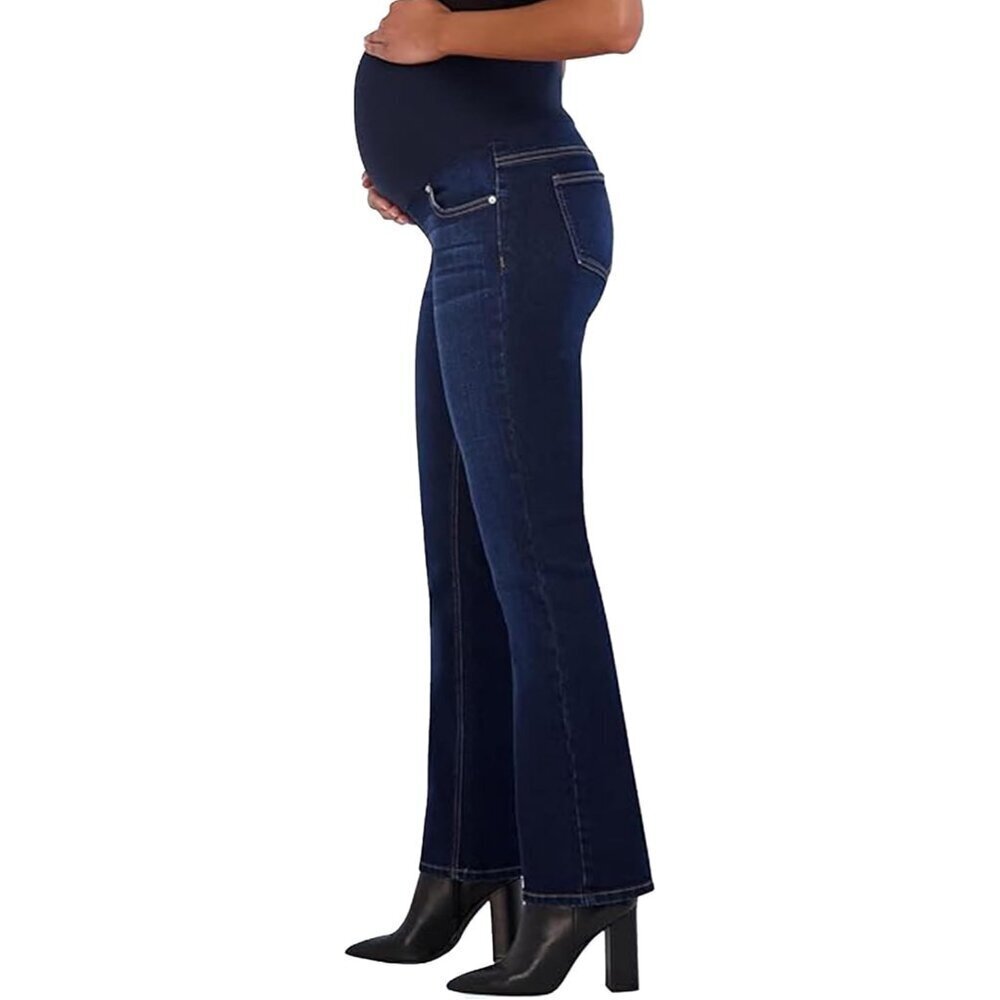 Women's Maternity Bootcut Jeans Over the Belly 32.5" Inseam Pockets Stylish